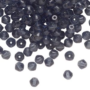 Bead, Czech pressed glass, translucent denim blue, 4mm faceted bicone. Sold per 1-ounce pkg, approximately 260 beads.