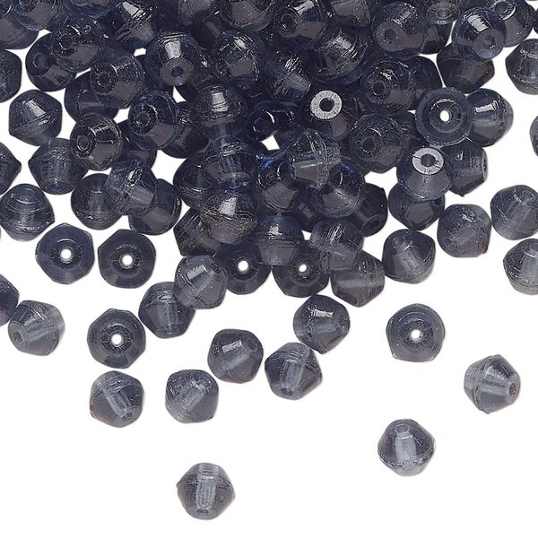 Bead, Czech pressed glass, translucent denim blue, 4mm faceted bicone. Sold per 1-ounce pkg, approximately 260 beads. image number 0
