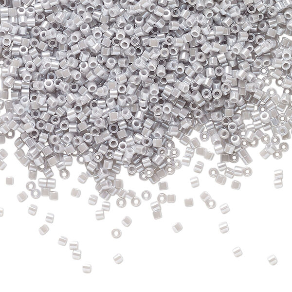 Seed bead, Delica®, glass, pkg/7.5g, #15 round, opaque luster ghost grey (DBS-1570). image number 0