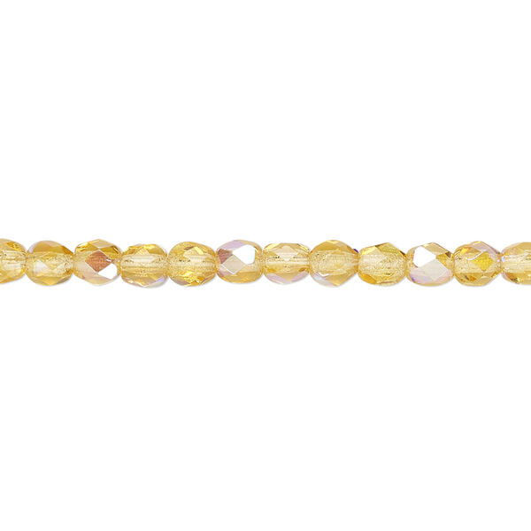 Bead, Czech fire-polished glass, honey AB, 4mm faceted round. Sold per pkg of 1,200 (1 mass). image number 0