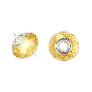 Bead 10pk 32 facets gold silver plate, Celestial Crystal® Dione® 14x9mm rondelle