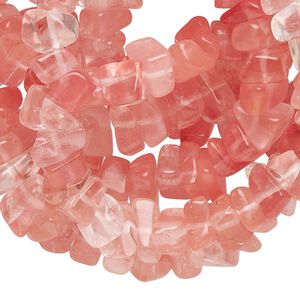 Bead 1pk cherry "quartz," glass, medium chip 32 inch