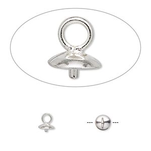 Cup, sterling silver, 4.5mm cup with 2mm peg, fits 5-10mm bead. Sold per pkg of 4.