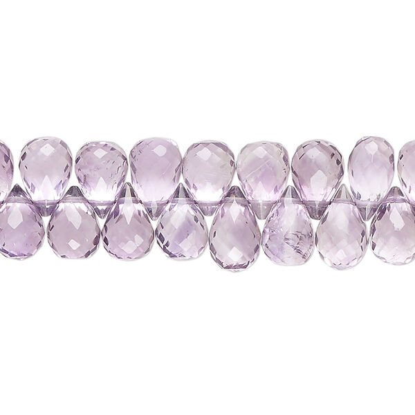 Amethyst 1pkg1, hand-cut top-drilled micro-faceted teardrop bead natural B+ grade, 8 inch 7x5mm-10x6mm image number 0