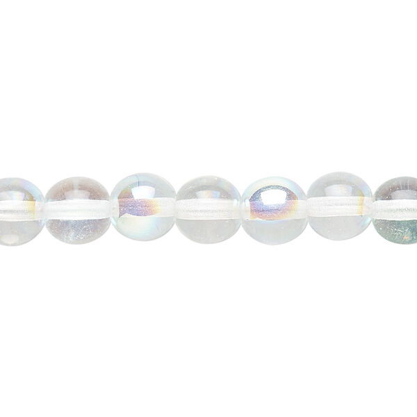 Bead, Czech glass druk, clear AB, 8mm round. Sold per 15-1/2" to 16" strand. image number 0