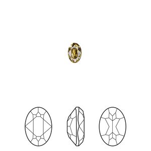 Fancy stone 4pk dark jonquil foil back, Crystal Passions® Regenerated 6x4mm oval 4120