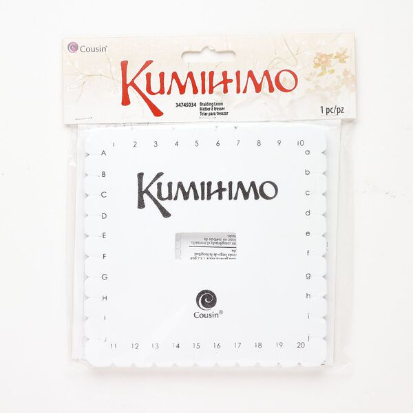 Kumihimo braiding disk EVA foam 1pkg1, square / 40 slots white / black 5-1/2 inch image number 0