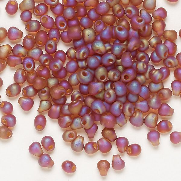 Seed bead, Miyuki, glass, pkg/250g, 4x3.4mm fringe, translucent matte rainbow dark amber yellow, (DP-134FR). image number 0