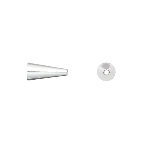 Cone, silver-plated brass, 12x5mm with 3.5mm inside diameter. Sold per pkg of 100. image number 0