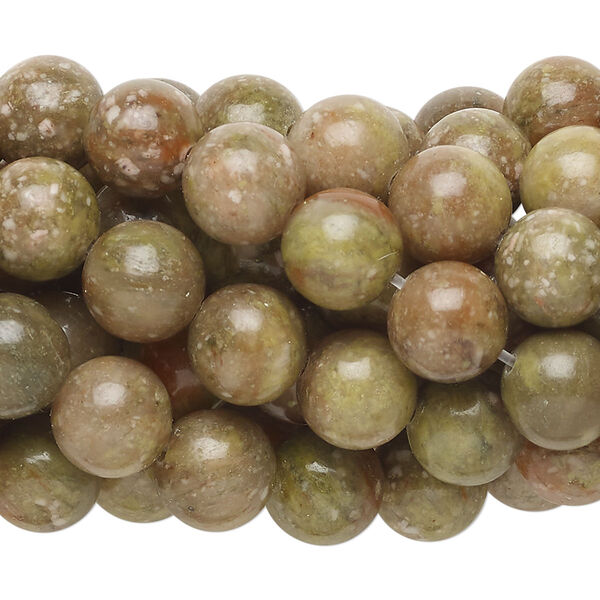 Bead, autumn jasper (natural), 8mm round, C grade, Mohs hardness 6-1/2 to 7. Sold per pkg of (10) 15-1/2" to 16" strands. image number 0