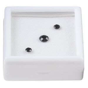 Black onyx 1pkg3, hand-cut faceted round gem 4mm / 6mm