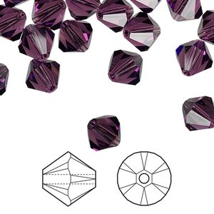Bead 288pk amethyst, Swarovski® 8mm XILION bicone 5328