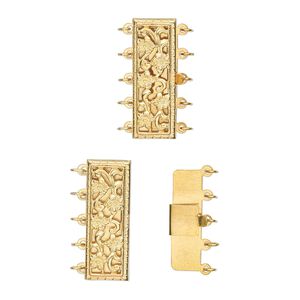 Clasp tab 1pkg1 14Kt gold-filled, 23.5x8.5mm rectangle, 5-strand
