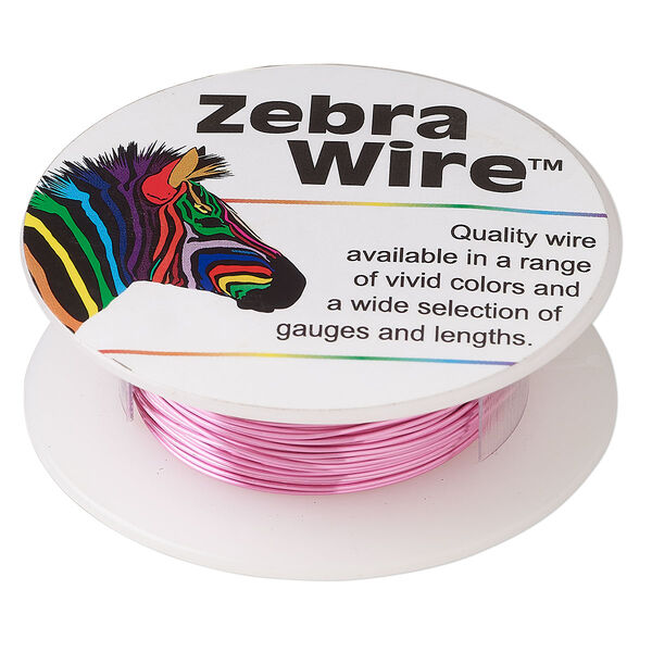 Wire, Zebra Wire™, color-coated copper, pink, round, 24 gauge. Sold per 20-yard spool. image number 0