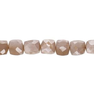Coffee moonstone 1pkg1, hand-cut faceted cube bead natural 10 inch 7x6mm-8x8mm