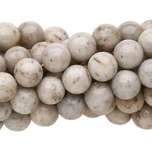 Grey feldspar 1pkg10, round bead natural 15.5-16 inch 8mm