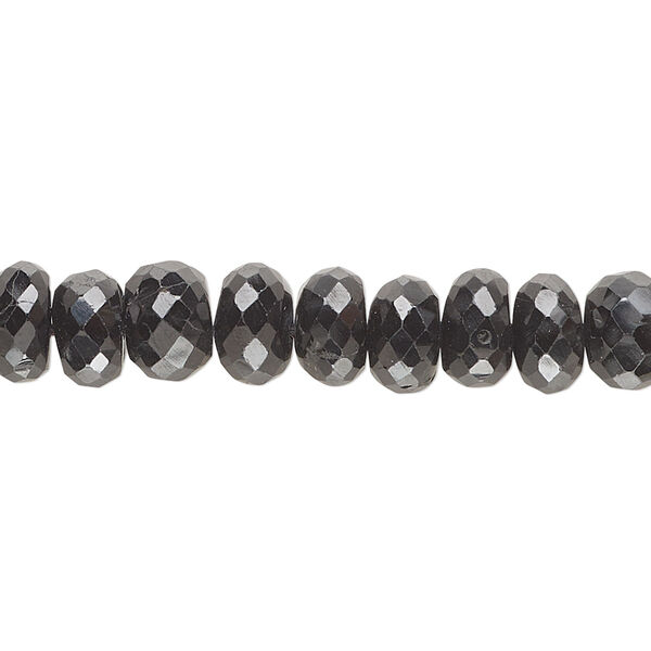 Black spinel 1pkg1, hand-cut faceted rondelle bead natural 15 inch 8x5mm-10x6mm image number 0