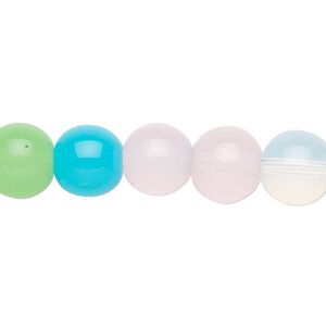Bead, glass, mixed colors, 10mm round. Sold per 36-inch strand.