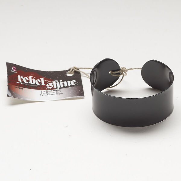 Bracelet component, cuff 1pkg1, black-finished steel, 30mm wide, 7 inches. image number 0