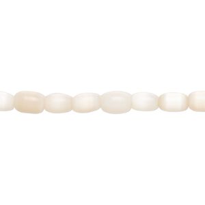 Bead, fiber optic glass, pkg/14 inch, opaque pale pink, 6x4mm center-drilled oval.