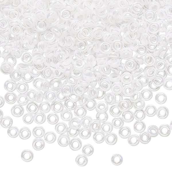 Seed bead, Miyuki, glass, pkg/50g, 3x1.3mm spacer rondelle, opaque pearl white, (SPR3-420). image number 0