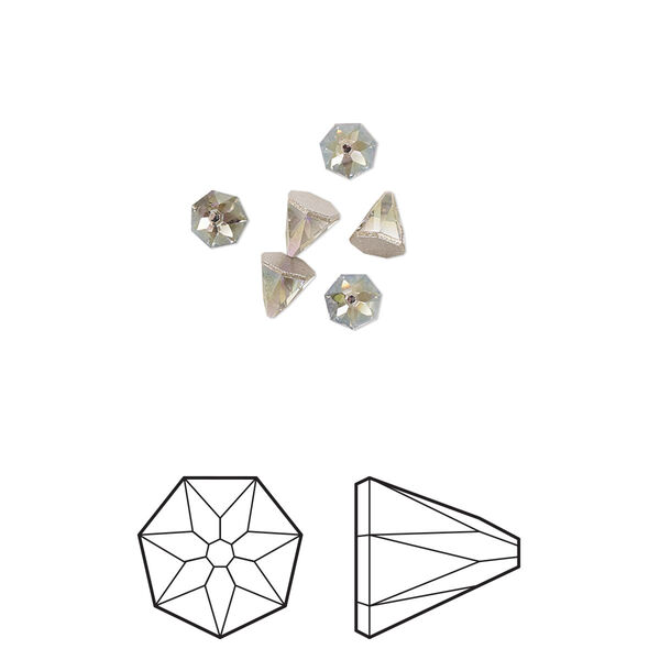 Flat back 6pk black diamond shimmer foil back, Crystal Passions® 4mm round spike 2019 image number 0