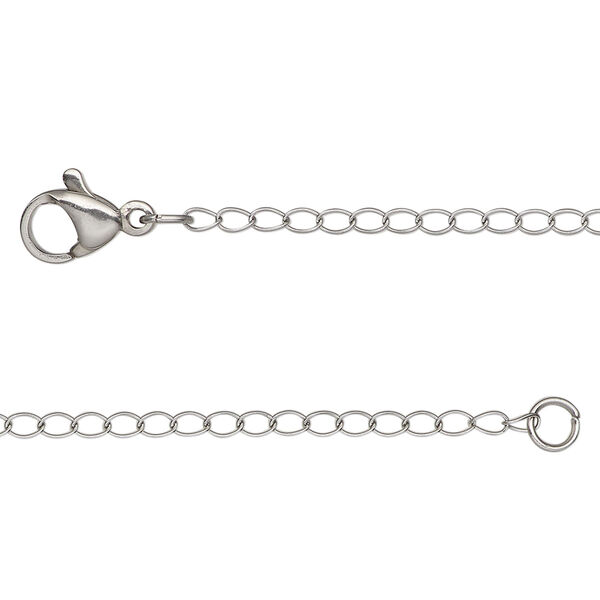Chain 1pkg1 curb, 1.9mm / lobster claw clasp, stainless steel 16 inch image number 0