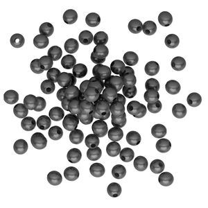 Bead, gunmetal-plated brass, 3mm round. Sold per pkg of 100.