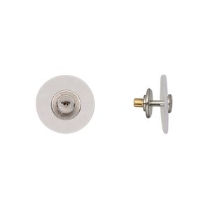 Earnut 1pkg2 Comfees™ Lobe Lovers™ titanium, 12x7.5mm protector disc / comfort clutch, plastic clear 1 pair