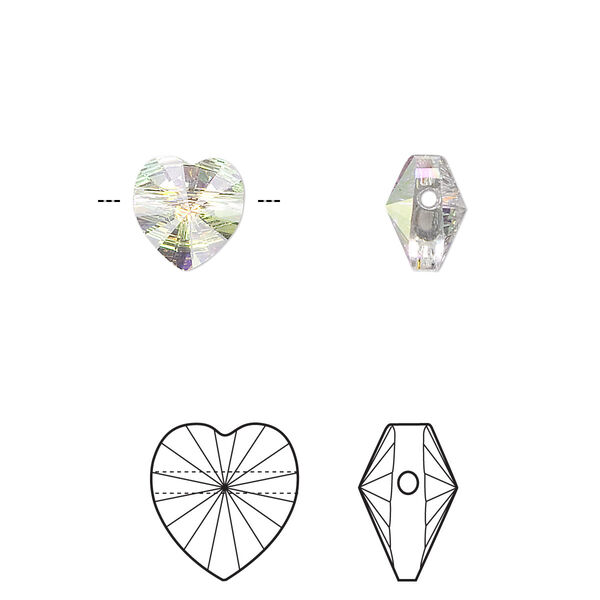 Bead 2pk crystal AB, Crystal Passions® 8mm heart 5742 image number 0