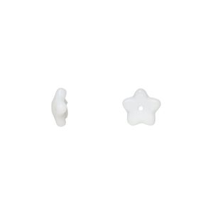 Bead cap, Czech pressed glass, opaque white, 8x3mm flower fits 6-8mm bead. Sold per pkg of 50.