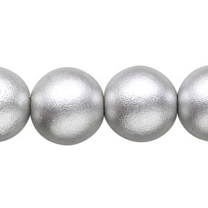 Bead, painted Taiwanese cheesewood (coated), metallic silver, 14-16mm round. Sold per 15-1/2" to 16" strand.