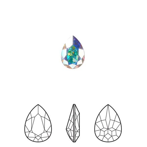 Fancy stone 144pk crystal AB foil back, Swarovski® 10x7mm pear 4320 image number 0