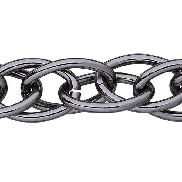 Chain 1pkg1 cable, 17mm double, aluminum / anodized gunmetal 25 foot unfinished image number 0