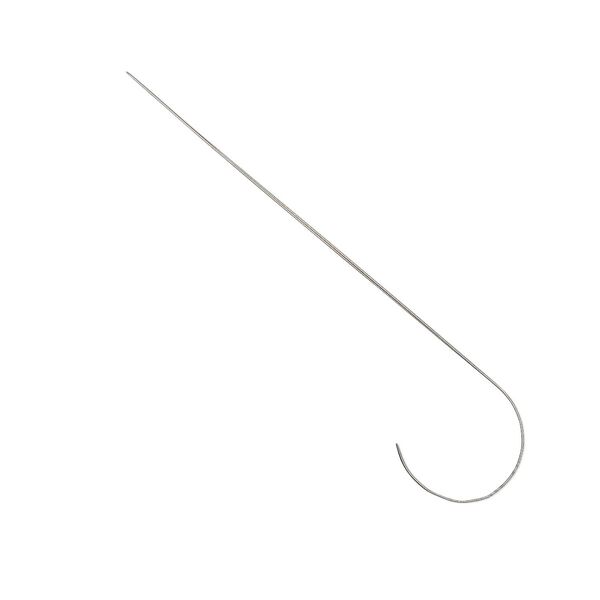 Needle, Beadalon®, stainless steel, pkg/2, 3-1/2 inches, curved "J"-shaped big-eye . image number 0