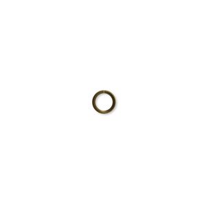 Jump ring, antique brass-plated steel, 5mm round, 3.6mm inside diameter, 22 gauge. Sold per pkg of 500.