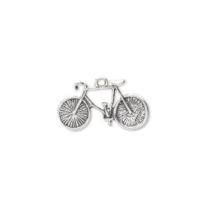 Charm, antiqued sterling silver, 19x10mm bike. Sold individually.