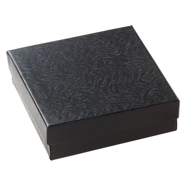 Paper / "cotton" (polyester) 1pkg6, square box / swirl design black 3.5x3.5x1 inch image number 1