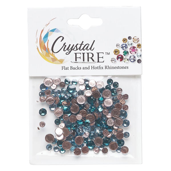 Flat back mix 1pkg144 blue zircon and aquamarine, Crystal FIRE&reg;, 3.0-4.8mm hotfix round SS12 / SS16 / SS20 image number 0