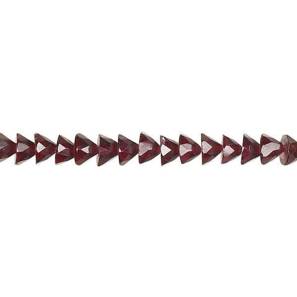 Bead, rhodolite garnet (natural), 4x3mm-5x3mm hand-cut faceted cone, B+ grade, Mohs hardness 7 to 7-1/2. Sold per 14-inch strand, approximately 120 beads. image number 0