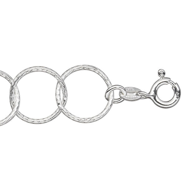Chain, sterling silver, 13mm textured round cable, 18 inches with springring clasp. Sold individually. image number 0