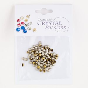 Chaton 144pk crystal dorado foil back, Crystal Passions® round PP24 1088
