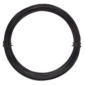 Wire, anodized aluminum, black, 1mm round, 18 gauge. Sold per pkg of 45 feet.