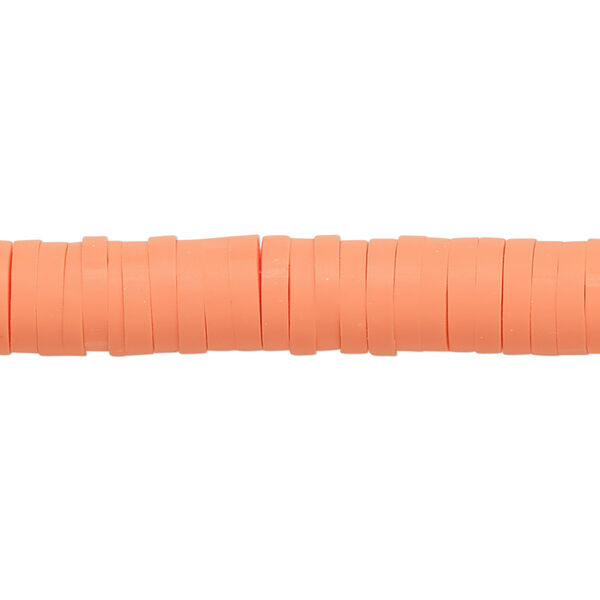 Bead, polymer clay, opaque orange, 8x2mm heishi. Sold per pkg of (2) 15-1/2" to 16" strands. image number 0