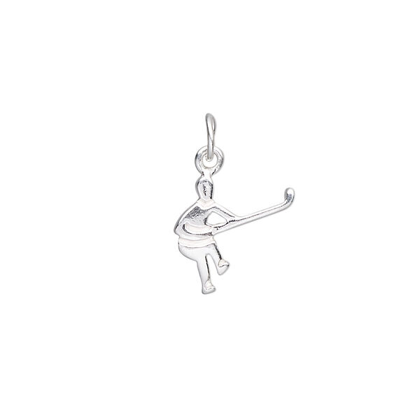 Charm, sterling silver, 12.5x12mm hockey player. Sold individually. image number 0