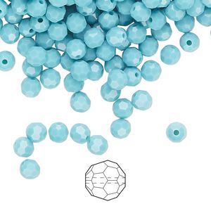 Bead 144pk turquoise, Preciosa Czech crystal 4mm round