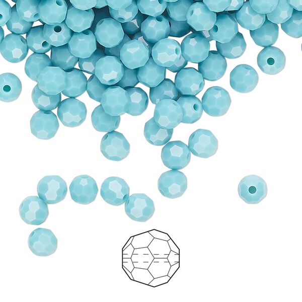 Bead 144pk turquoise, Preciosa Czech crystal 4mm round image number 0