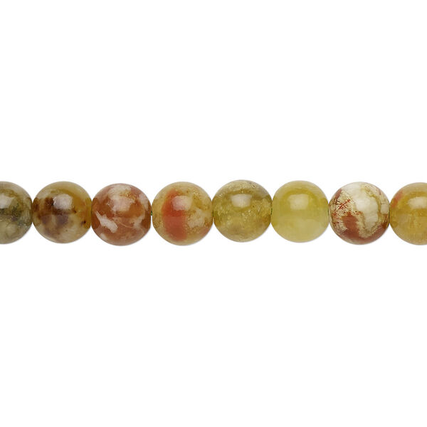 Bead, red serpentine (coated), 6mm round, B grade, Mohs hardness 3-1/2 to 4. Sold per 15" to 16" strand. image number 0