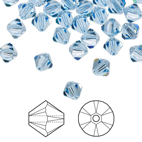 Bead 144pk light sapphire, Crystal Passions® 6mm bicone 5328 image number 0