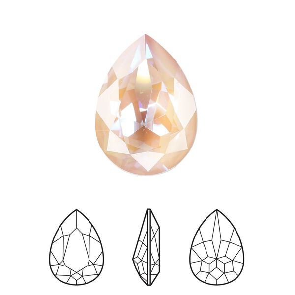 Fancy stone 6pk crystal dusty pink DeLite, Crystal Passions® 18mm pear 4320 image number 0